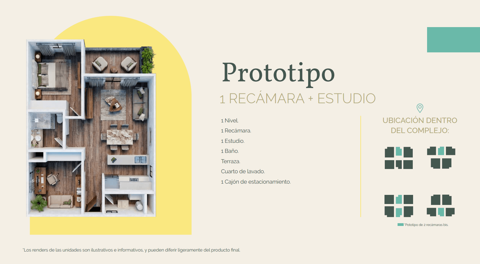 1 Bed. + Studio