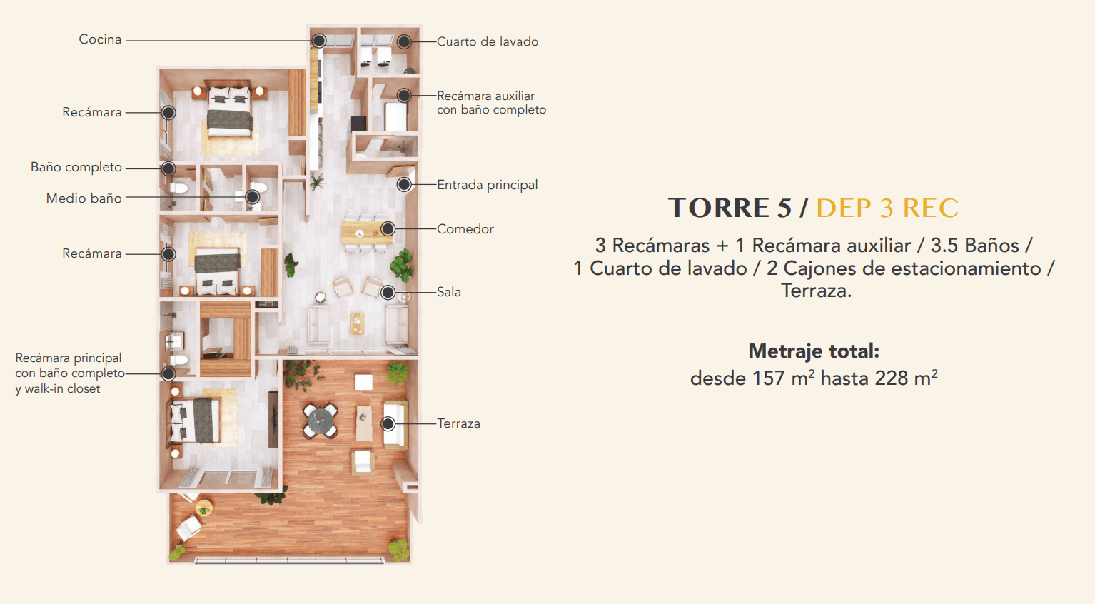 3 Bed. + Auxiliary