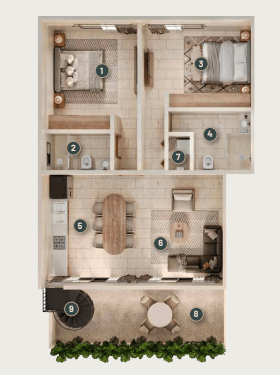 Plano · Departamento con roof
